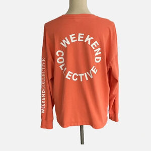 ASOS Design Weekend Collective Varsity Long Sleeve T-Shirt Orange White